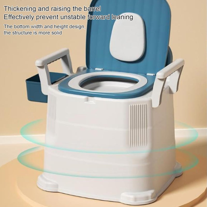 klarako Bedside Commode for Adult, Portable PU Leather Seat Mobile Toilet with Detachable Armrests Odorless Mobile Bedside Commode - Image 3