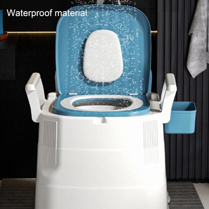 klarako Bedside Commode for Adult, Portable PU Leather Seat Mobile Toilet with Detachable Armrests Odorless Mobile Bedside Commode - Image 5