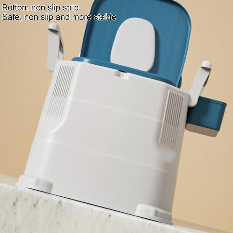 klarako Bedside Commode for Adult, Portable PU Leather Seat Mobile Toilet with Detachable Armrests Odorless Mobile Bedside Commode - Image 4