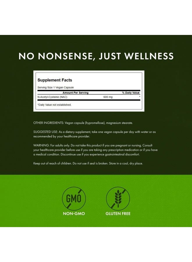 SWANSON نَاق ن-أسيتيل سيستين - 600 ملغ، 100 كبسولة - مكمل دعم الصحة الخلوية ومضاد الأكسدة - Image 3