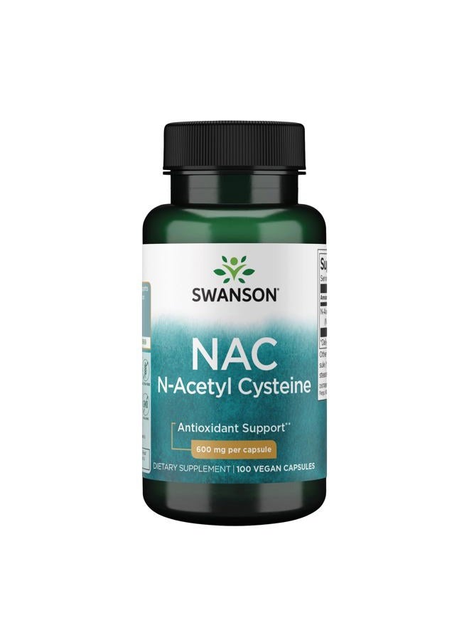 SWANSON نَاق ن-أسيتيل سيستين - 600 ملغ، 100 كبسولة - مكمل دعم الصحة الخلوية ومضاد الأكسدة - Image 1