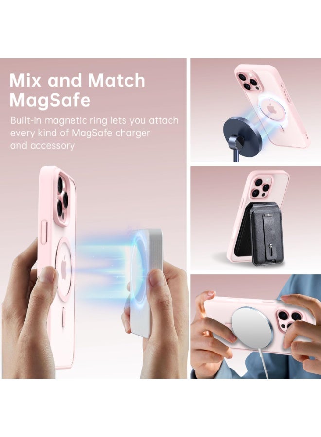 أكاليكس جراب مغناطيسي لهاتف آيفون 16 برو ماكس [مقاوم للصدمات ونحيف]، غطاء خلفي صلب شفاف مع حماية فائقة |وردي - Image 3
