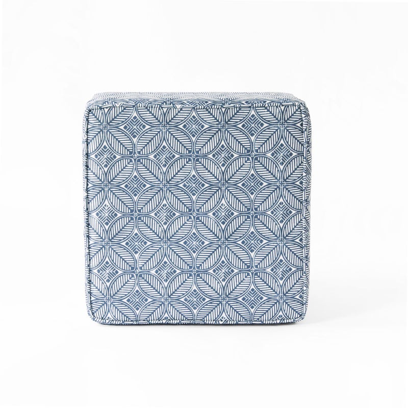 Homepop Home Decor | K7342-A874 | Classic Square Storage Ottoman with Lift Off Lid | Ottoman with Storage for Living Room & Bedroom, Blue Indigo Print - Image 2