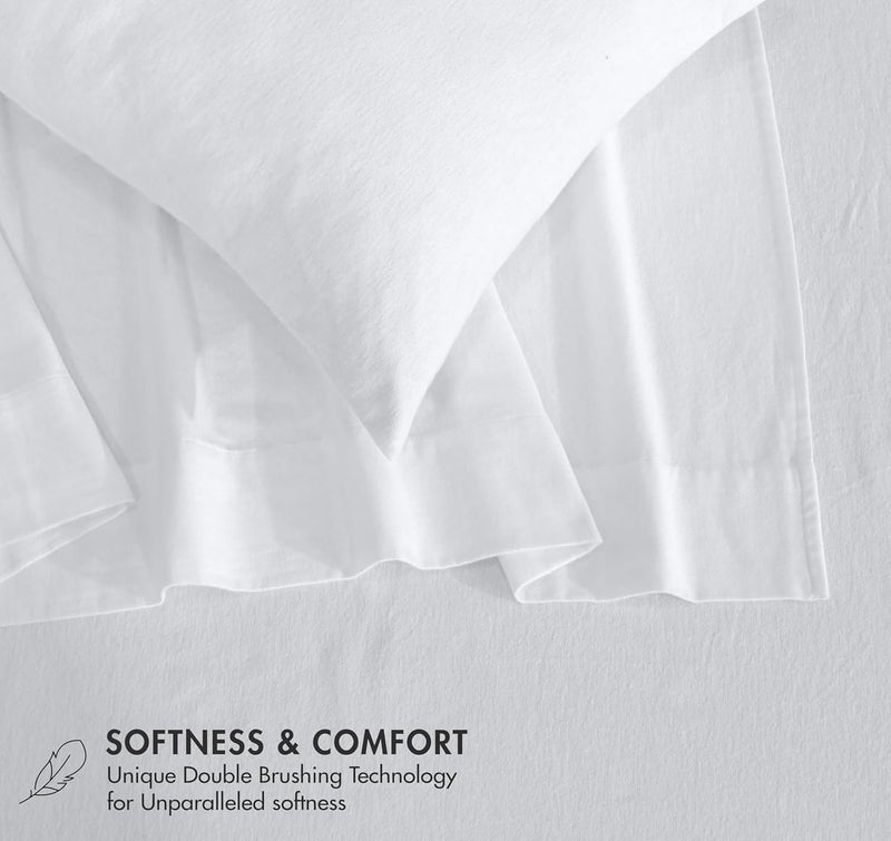 RUVANTI Flannel Sheets Queen Size - GOTS Certified 100% Organic Cotton, 4 Piece Warm, Soft & Breathable Set, Deep Pocket Snug Fit, Double Brushed Cozy All Season Bedding, Pure White - Image 4
