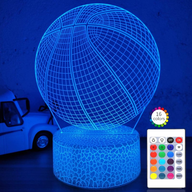 Al Raied ARS® Basketball Night Light, 3D Illusion Lamp with 16 Colors and Remote Control - Image 1