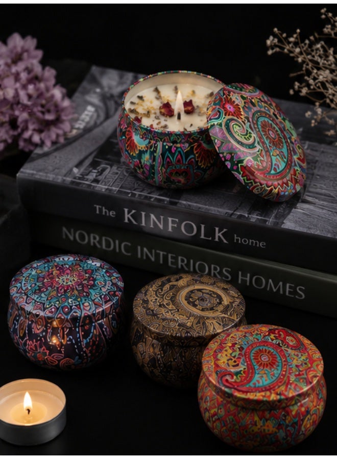 Natural Soy Wax Scented Candle in Decorative Floral Tin with Lid – Aromatherapy Candle for Home Décor, Relaxation & Gifts – Long Burning Fragrance Candle - Image 3