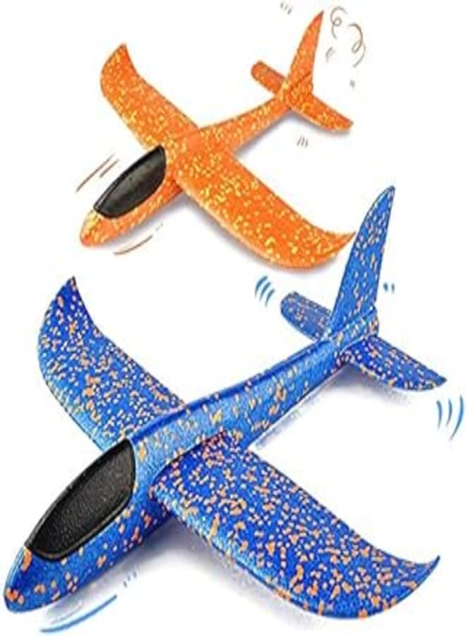 Hemera SHOWAY Throwing Foam Airplane for Kids, Hand Launch Glider Plane Inertia Aircraft, Outdoor Sport Game (Blue and Orange,2 Pieces,36cm) MIXED COLOR