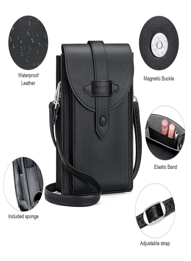 nuoku Small Crossbody Bags for Women with Elastic band Mini Cellphone Purse Designer Phone Bag with Sponge (Black) - Image 5