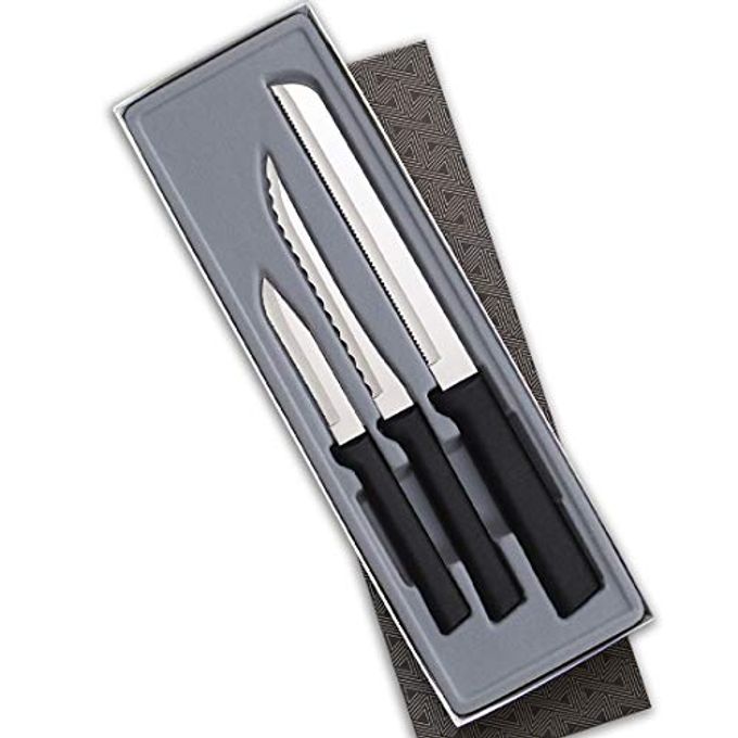 Rada Cutlery 3-Piece Sensational Serrations Knife Gift Set, Black Handles