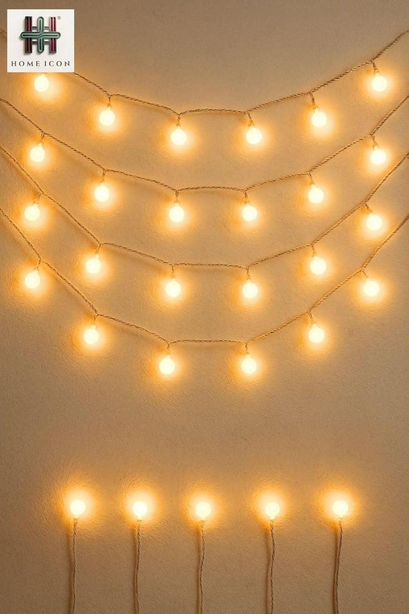 Home Icon أضواء زينة خيطية كروية بيضاء - 3م، 30LED، تعمل بالبطارية لشجرة عيد الميلاد، غرفة النوم، الزفاف، الحفلات، وزينة الحدائق - Image 1