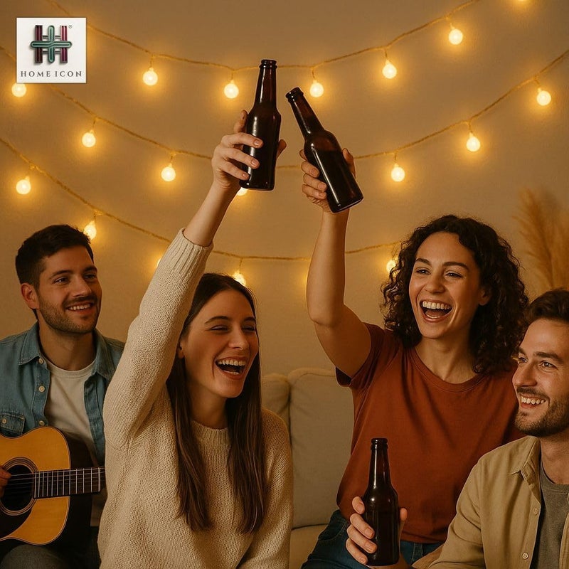 Home Icon أضواء زينة خيطية كروية بيضاء - 3م، 30LED، تعمل بالبطارية لشجرة عيد الميلاد، غرفة النوم، الزفاف، الحفلات، وزينة الحدائق - Image 2