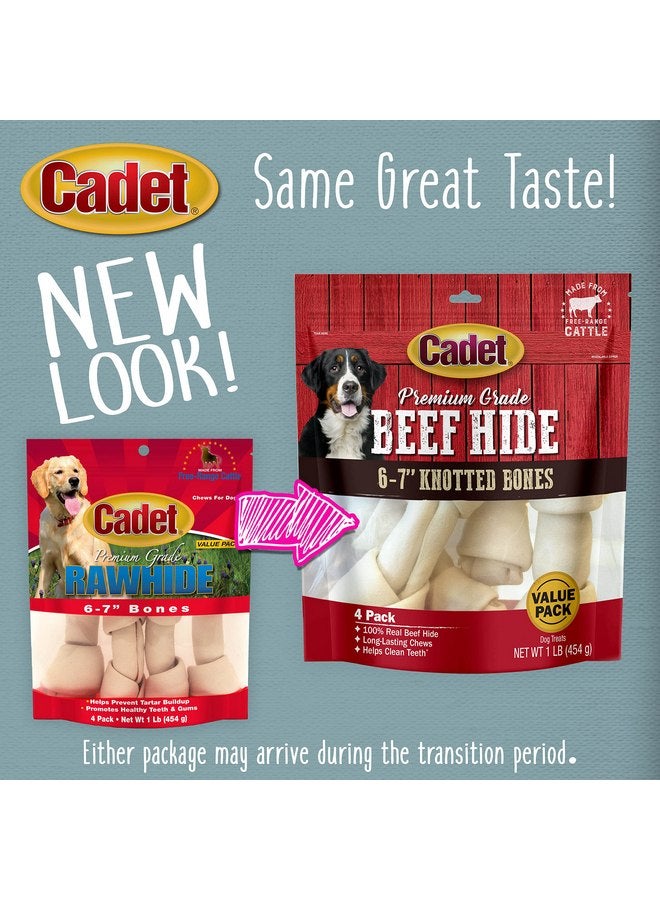 كاديت عظام كلاب من جلد البقر الفاخر من كاديت، عظام كلاب طويلة الأمد من جلد البقر الخام، مكون واحد، عظام كلاب بطول 6-7 بوصات، عبوة من 4 قطع - Image 4