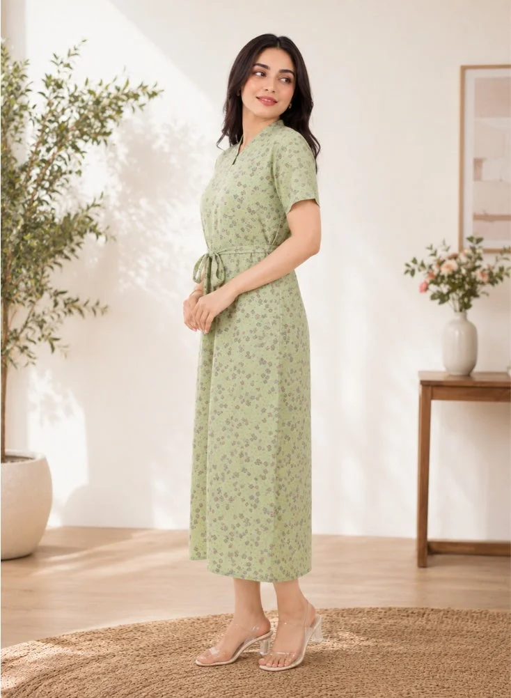 NinEx Midi Printed Rayon Dress for Women Arabian Style