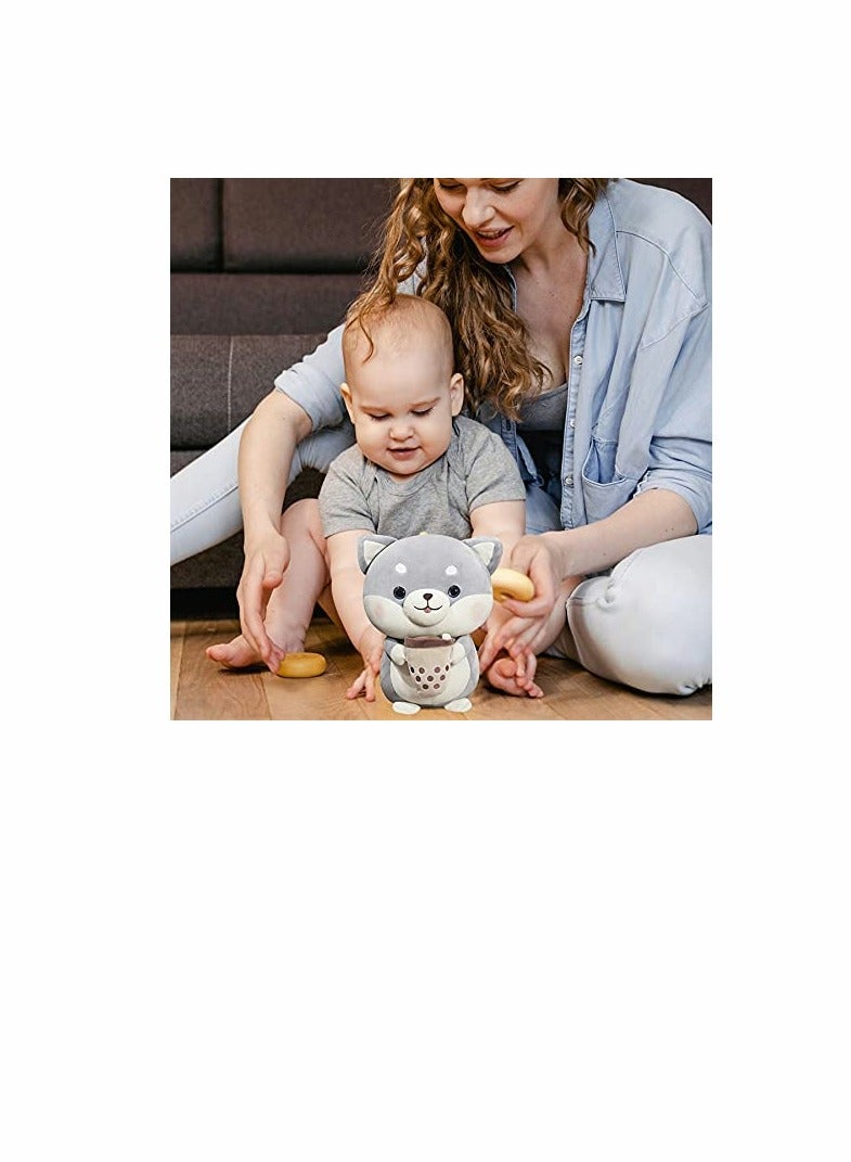 Hugging Toy, Stuffed Animal Plush Toys Pillow, Milk Tea Dog Plush Gray Soft Doll Toys, Plush Toy Gifts for Kids, Girls, Boys, Birthday, Valentines Party - Image 4