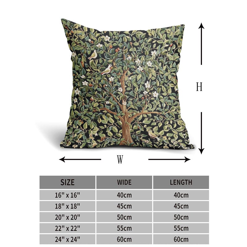 aportt Green Tree Pillow Covers 20X20 Inch Set of 2 Watercolor Forest Bird Floral leaves Decorative Pillow Cases Spring Vintage Leaf Flower Cotton Linen Cushion Case Farmhouse Home Decor For Sofa Couch - Image 4
