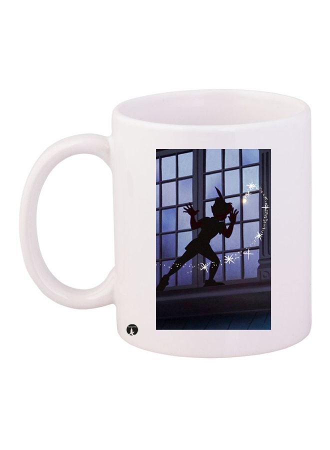 Cartoon Printed Coffee Mug White/Blue/Black 11ounce