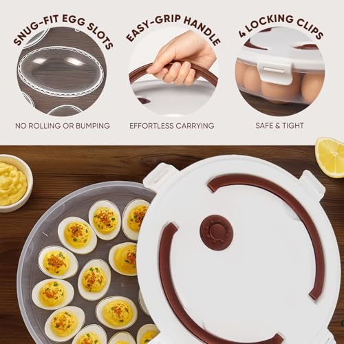 77L 2Pack Deviled Egg Container with Lid 34Egg Platter with Handle Stackable Portable Carrier for Parties Holidays Camping and Fridge Storage - Image 3