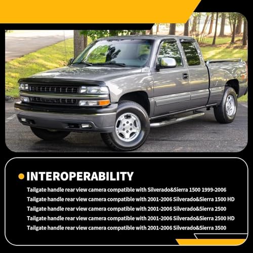 Jecoupoon 1916102 Tailgate Handle Rear View Camera Compatible with 1999-2006 Silverado and Sierra 1500 2500 3500 HD Pickups Reverse Rear View Backup Camera 12V Power Cable RCA Plug - Image 3