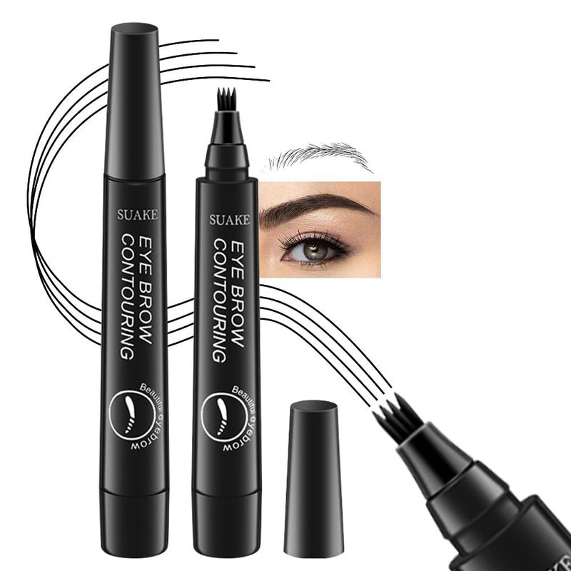 CASTANEA Eyebrow Pencil Black Eyebrow Pen Eyebrow Contouring Pen4 Tip Eye Brow Pencils for Women MakeupNatural Longlasting Finish 24h Smudge Proof Waterproof Black Eyebrow Pencil - Image 1
