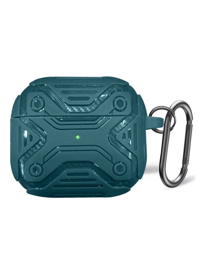 CATANES Airpods 3 Shockproof Case Armor Rugged Cover with Keychain Compatible with Apple Airpods 3rd Generation Midnight Green  - Image 1