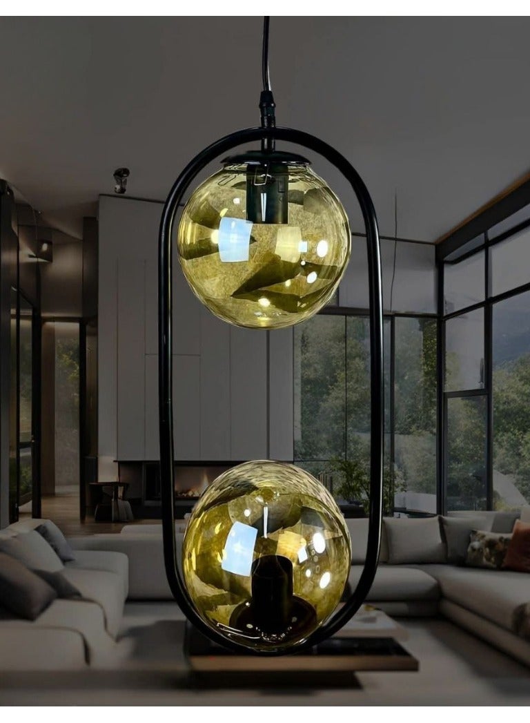 Modern ceiling pendant, metal, 2 bulbs, high quality material