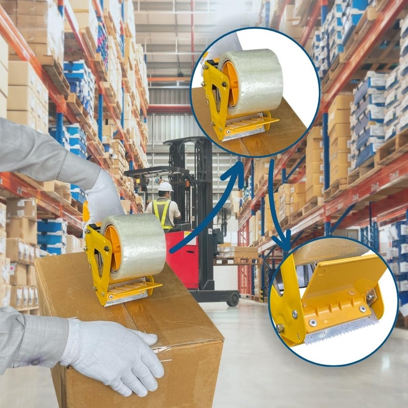 Smartpack Hand Tape Dispenser for Cartoon Box Packing with Cutting | Manual Dispenser with Stainless Steel Blade | 1 Dispenser 3 INCH with 3 Pcs BOPP Transparent Tape - Image 5