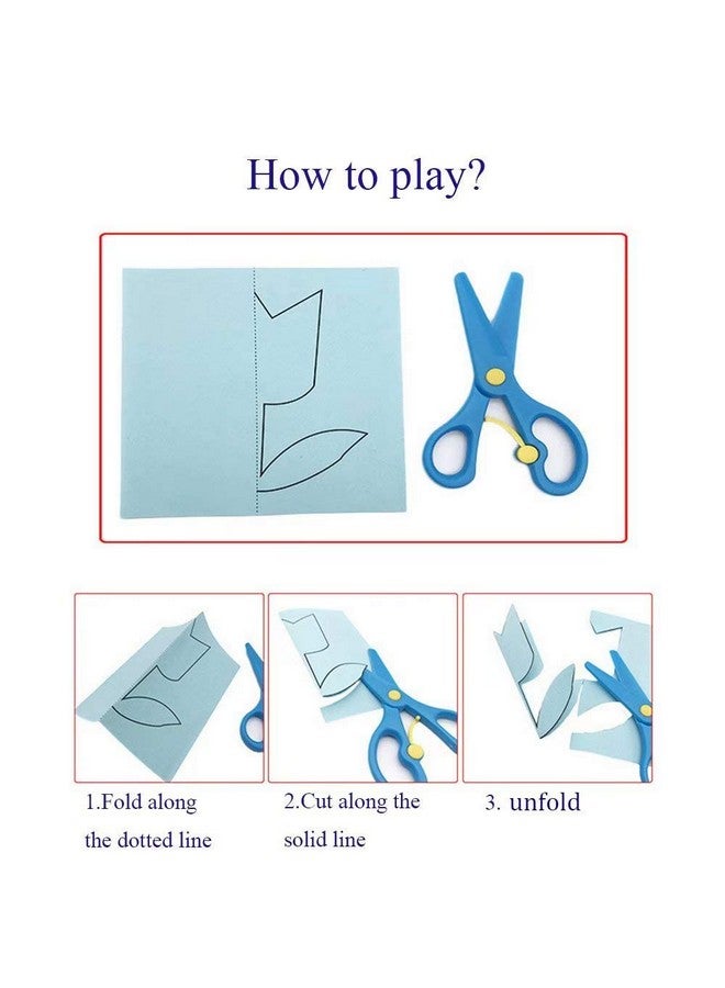 QIAONIUNIU Fun Paper-Cut Set; Paper Art; Scissor Skills Activity; Kids Scissors Crafts Kit; 120 Pages with A Pair of Child-Safe Scissors - Image 2