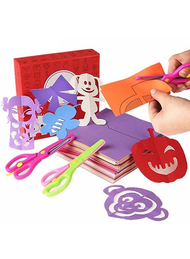 QIAONIUNIU Fun Paper-Cut Set; Paper Art; Scissor Skills Activity; Kids Scissors Crafts Kit; 120 Pages with A Pair of Child-Safe Scissors - Image 1