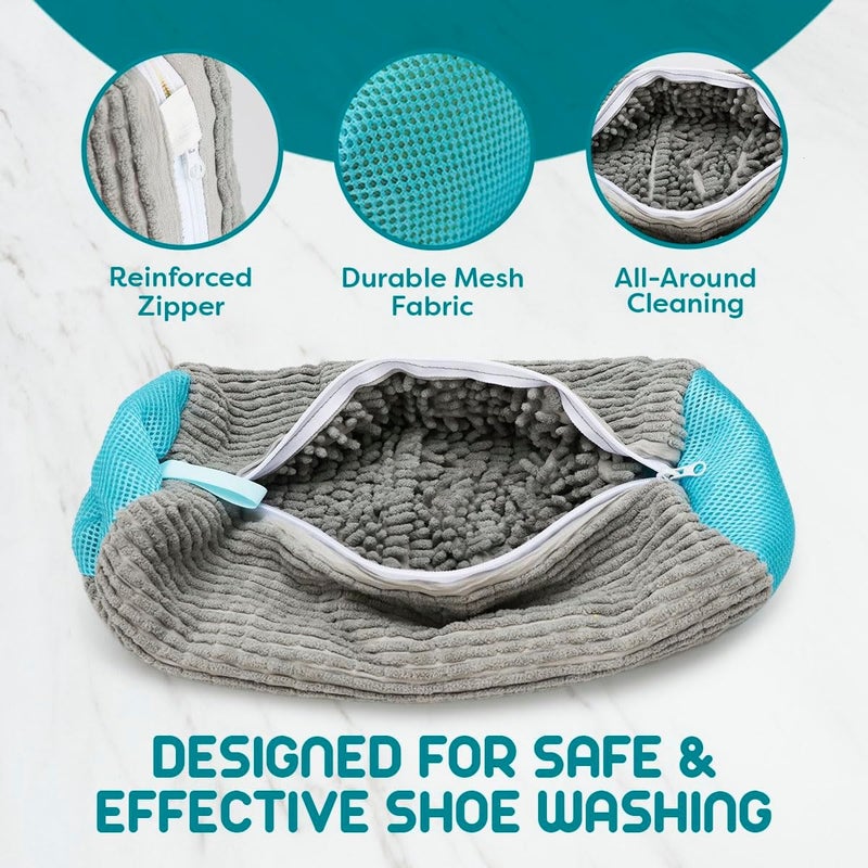 Zeno Set of 2 Shoe Wash Bags Washing Machine - Sneaker Wash Bag Washing Machine - Laundry Bag Shoes - Reinforced Zip - Perfect for Shoe Protection (Grey) - Image 3