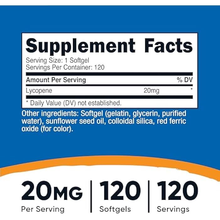 Nutricost Lycopene (20mg) 120 Softgels - Gluten Free, Non-GMO - Image 2