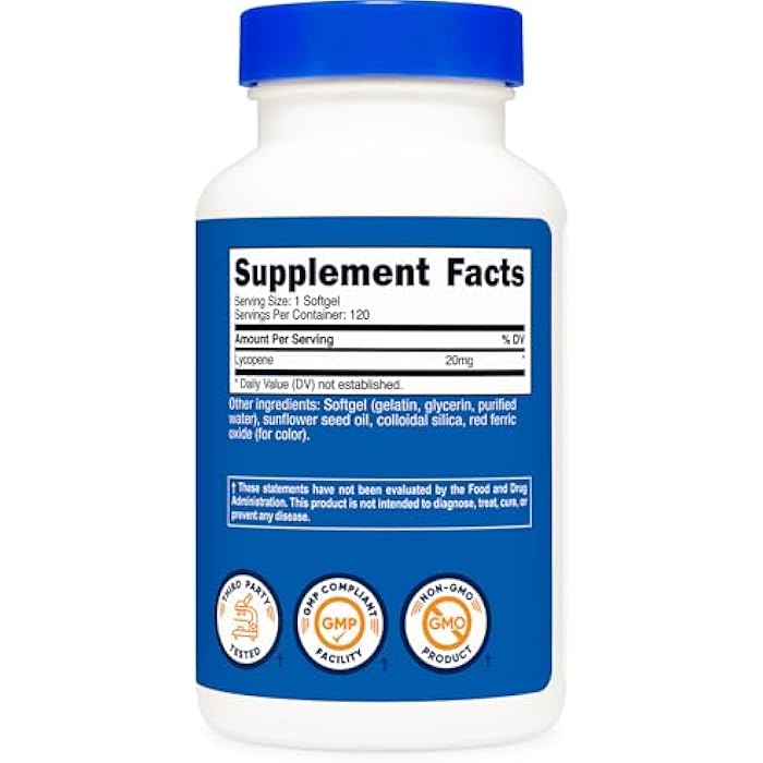 Nutricost Lycopene (20mg) 120 Softgels - Gluten Free, Non-GMO - Image 5