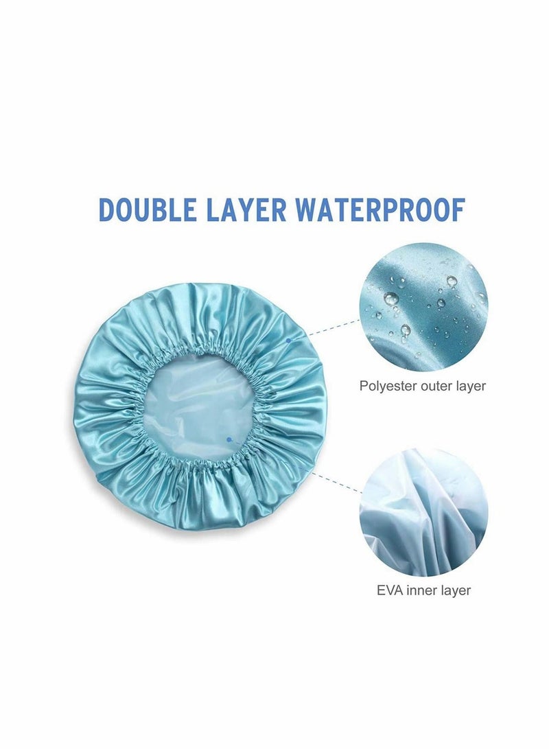 4 Pack Shower Cap, Luxury Cap Waterproof  Double Layer Reusable Bath for Women Spa, Hair Salon, Home Hotel Travel Use - Image 3