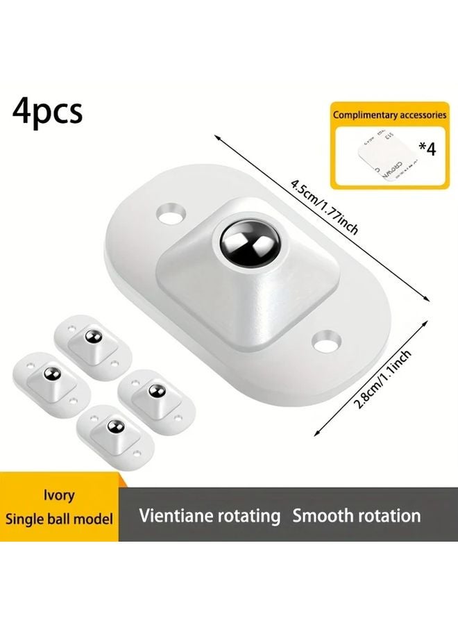 Heavy Duty Nylon Furniture Moving Wheels 360 Degree Rotating Adhesive Ball Casters White 4 Pack - Image 1