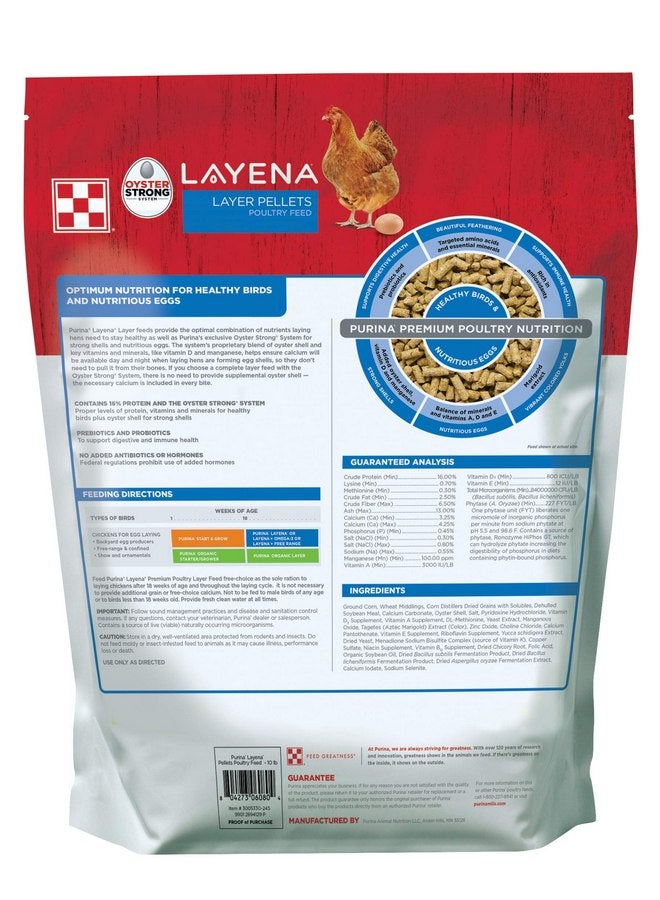 PURINA Purina Layena | Nutritionally Complete Layer Hen Feed Pellets | 10 Pound (10 lb) Bag - Image 2