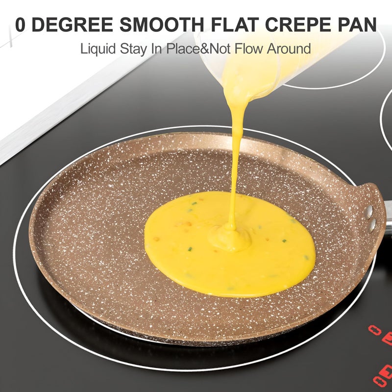 Pancake Griddle - Nonstick cooking pan with granite finish designed for tortillas, roti, crepes and dosa, heat resistant ergonomic handle, induction ready and free from PFOA for durable easy cleaning - Image 4