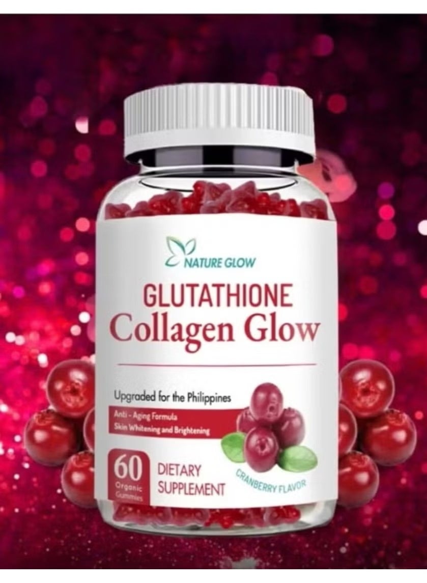 NATURE GLOW Nature Glow Glutathione Collagen Glow Gummies – Cranberry Flavor | Daily Skin & Wellness Support | 60 Gummies | Best Price Kuwait