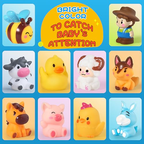 Oriate Animal Farm Finger Puppets, Bath Toys for Kids with Storage Bags, Toddler Toys for Story Time Stuffer with Puppet Theater, Educational Travel Kit Party Favors 12m+ 10Pcs - Image 3