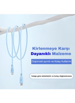 omars Type-C To Type-C Silicone Pd Fast Charging Cable Blue  - Image 3