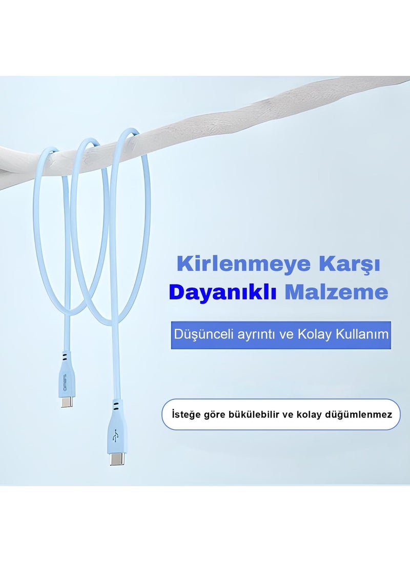 omars - Type-C To Type-C Silicone Pd Fast Charging Cable Blue - Image 1