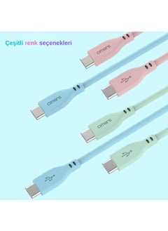 omars Type-C To Type-C Silicone Pd Fast Charging Cable Blue  - Image 4