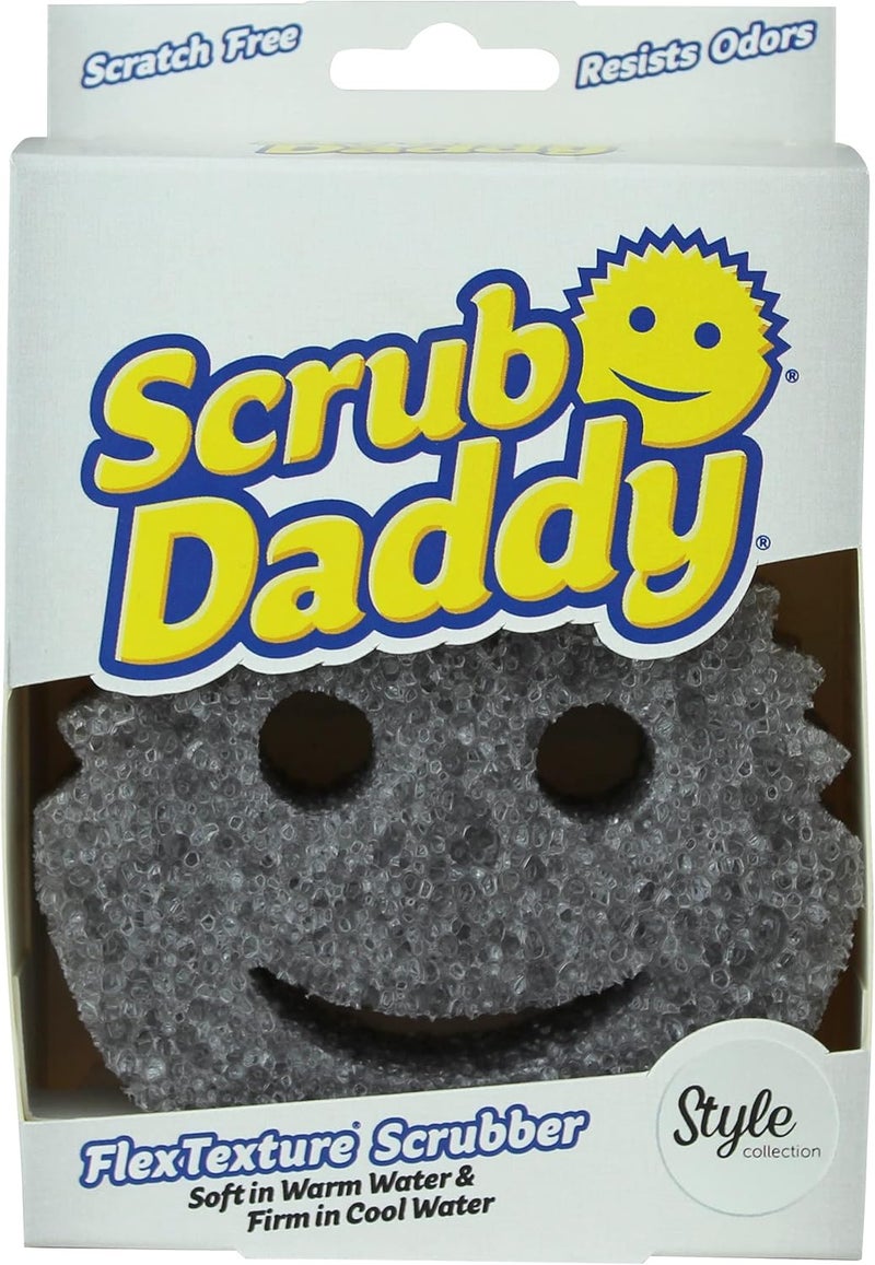 سكراب دادي فرشاة غسيل الأطباق على طراز Scrub Daddy، فرشايات بوجوه مبتسمة للتنظيف وغسيل الأواني – أدوات لا تخدش الأسطح في المطبخ، بنسيج مرن وقوي وناعم، لون رمادي - Image 1