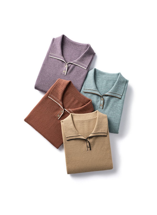 Hengyuanxiang Lapel Button Cardigan Solid Color Stylish Elegant 25 Autumn Knitted Sweater - Image 4