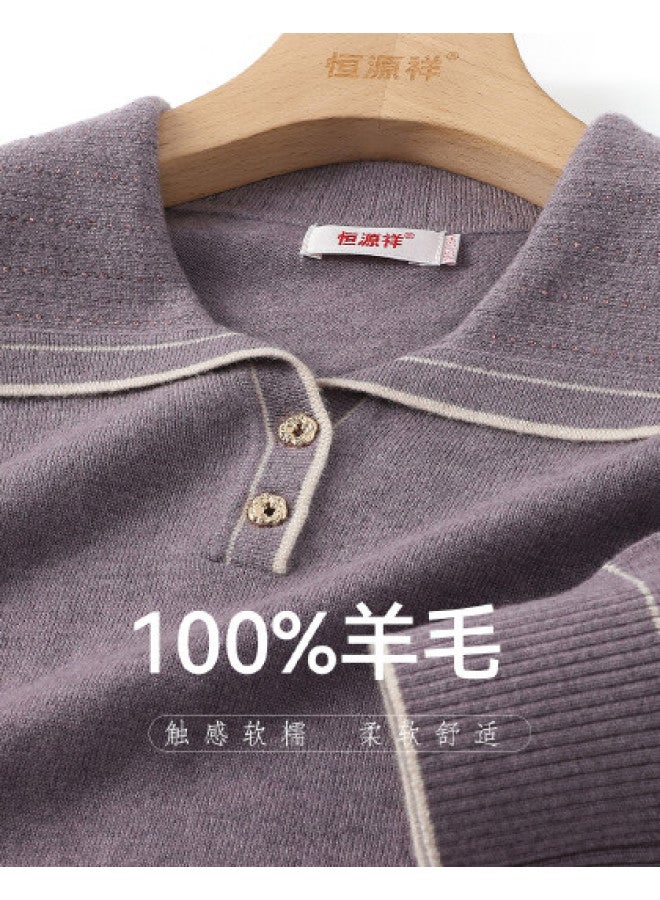 Hengyuanxiang Lapel Button Cardigan Solid Color Stylish Elegant 25 Autumn Knitted Sweater - Image 1