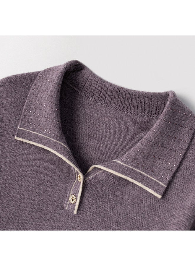 Hengyuanxiang Lapel Button Cardigan Solid Color Stylish Elegant 25 Autumn Knitted Sweater - Image 3