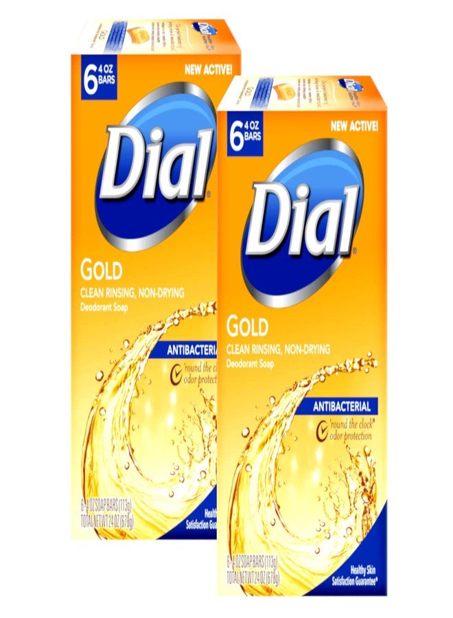 Dial Antibacterial Soap Bar, Gold, 6 Count (Pack of 2) - Image 1