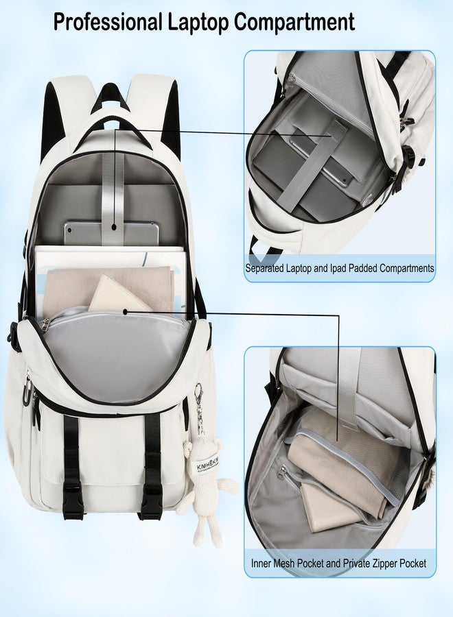 Hidds College Backpack Laptop Backpacks 15.6 Inch for Men Women Elementary Middle High School Book Bag For Teens Girls Boys Student Anti Theft Travel Daypack Large Bookbags-Beige - Image 3