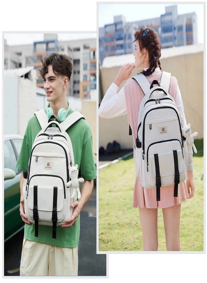 Hidds College Backpack Laptop Backpacks 15.6 Inch for Men Women Elementary Middle High School Book Bag For Teens Girls Boys Student Anti Theft Travel Daypack Large Bookbags-Beige - Image 2