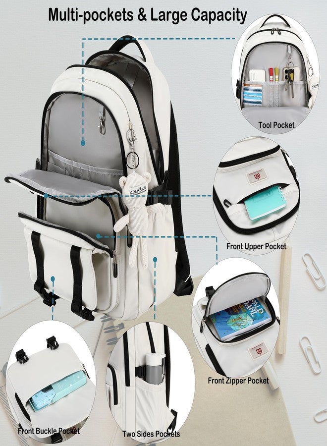 Hidds College Backpack Laptop Backpacks 15.6 Inch for Men Women Elementary Middle High School Book Bag For Teens Girls Boys Student Anti Theft Travel Daypack Large Bookbags-Beige - Image 4