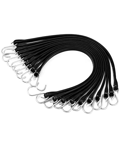 QWORK QWORK 21 Tarp Straps for Flatbed Trailers Adjustable Tarp Straps 50 Pack Rubber Bungee Cord TieDowns with Hooks for Securing Tarps Canvases Cargo 