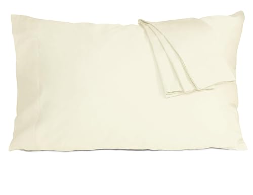 HOMTEC Pillow Cases, Standard Queen Size Cotton Percale Weave Pillowcases, Pre-Shrunk Breathable and Hypoallergenic Pillowcases, Set of 2 (2 Piece Standard/Queen 20 Inch x 30 Inch, Cream) - Image 1